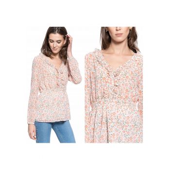 Bluza Dama -  Emma V Flounce - Croi Normal - Lejera - Inchidere: Nasturi - Compozitie Material: 100% Bumbac - M Intl - Multicolor