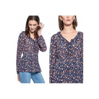 Bluza Dama -  Emma V Flounce - Croi Normal - Lejera - Inchidere: Nasturi - Material: 100% Bumbac - M Intl - Multicolor