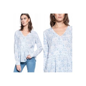 Bluza Dama -  Erika V - Croi Normal - 100% Bumbac - Fara Inchidere - Maneci Lungi - S Intl - Albastru