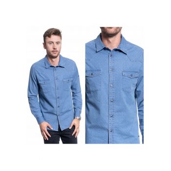 Camasa Barbati -  Clemens Kc Jaquard - Croi: Regular Fit - Inchidere: Nasturi - Compozitie Material: 100% Bumbac - Numar De Buzunare: 2 - M Intl - Albastru