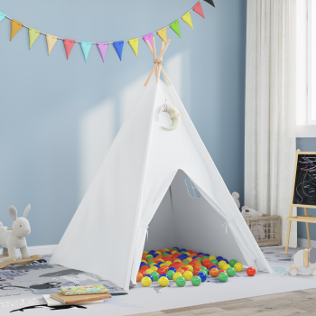 Gossi cort teepee pentru copii cu geanta peach & bile de joaca alb