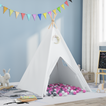Gossi cort teepee pentru copii cu geanta peach & bile de joaca alba