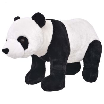 Gossi urs panda de jucarie din plus in picioare, alb si negru, xxl