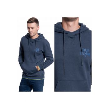 Hanorac Barbati -  Bennet H Hood Print - Material: 100% Bumbac - Croi: Regular Fit - Inchidere: Fara - Numar De Buzunare: 1 - M Intl - Albastru