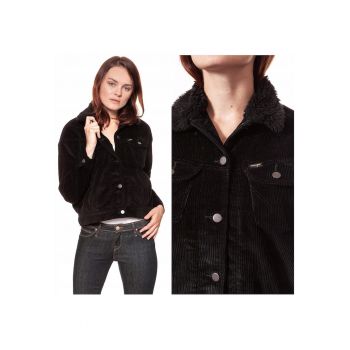 Jacheta de tranzitie pentru femei  80'S WESTERN JACKET S - Bumbac - Jacheta - Uni - Cu gluga - Buton jos - Negru