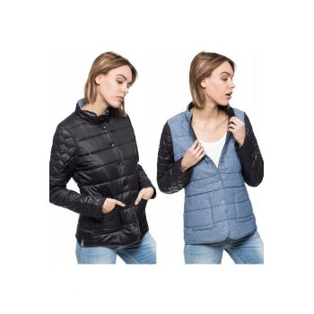 Jacheta de tranzitie pentru femei  REVERSIBLE JACKET XS - Bumbac - Jacheta - Uni - Fara gluga - Nasturi - Negru