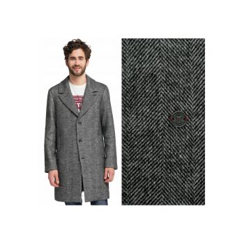 Palton Barbati -  David Sc Coat - Culoare: Gri - Croi: Regular Fit - Inchidere: Nasturi - Compozitie Material: 70% Poliester - 30% Lana - M Intl - Gri