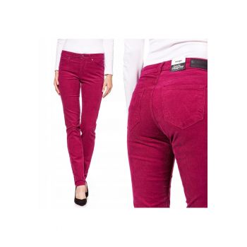 Pantaloni din stofa pentru femei  SLIM W26 L32 - Bumbac - Casual - Uni - Croiala ajustata - Lung - Fermoar cu fermoar - Confortabil - Roz