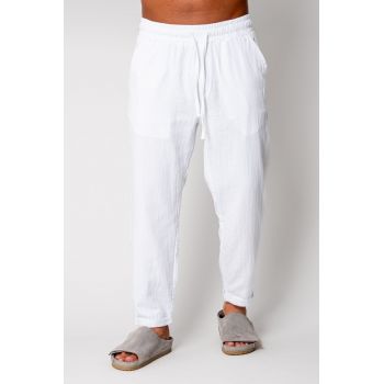 Pantaloni lung cu snur White 17082