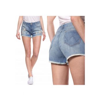 Pantaloni scurti din denim pentru femei  BOYFRIEND S - Bumbac - Casual - Uni - Croiala lejera - Lung - Fermoar cu fermoar - Confortabil - Albastru ieftini
