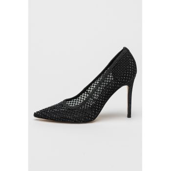 Pantofi cu toc stiletto si decorati cu strasuri Freshe