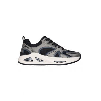 Pantofi sport cu talpa wedge si segmente din piele ecologica si material textil Uno Ego Wedge