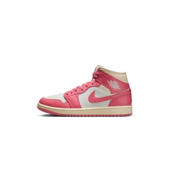 Pantofi sport -  Wmns Air Jordan 1 Mid - Piele naturala - Roz -
