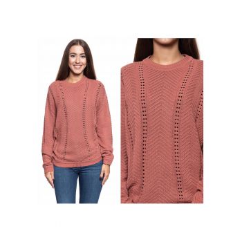 Pulover -  Camilla C Ajour - Croi Normal - 100% Bumbac - Fara Inchidere - Decolteu In V - S Intl - Rosu