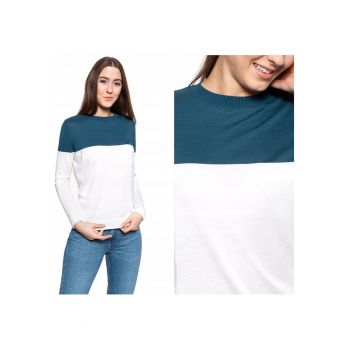 Pulover Dama -  Carla C Fine Knit - 100% Bumbac - Slim Fit - Fara Inchidere - Decolteu In V - S Intl - Multicolor