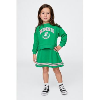 Set de bluza de trening cu imprimeu si fusta - 2 piese