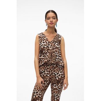 Top cu decolteu in V si animal print