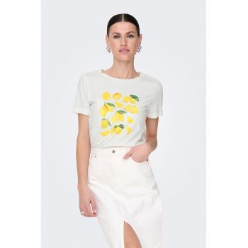 Tricou cu decolteu la baza gatului cu imprimeu grafic