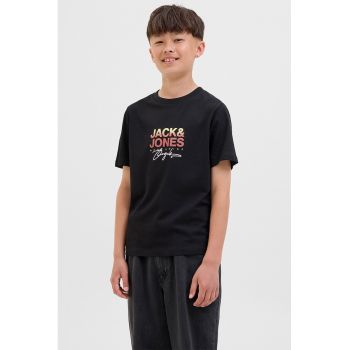 Tricou cu decolteu la baza gatului si imprimeu logo