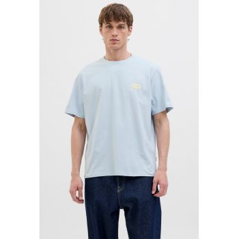 Tricou din amestec de bumbac organic cu decolteu la baza gatului