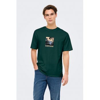 Tricou din bumbac cu imprimeu grafic discret