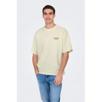 Tricou lejer cu maneci cazute si imprimeu pe partea din spate