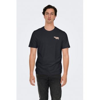 Tricou regular-fit din bumbac organic cu imprimeu pe partea din spate