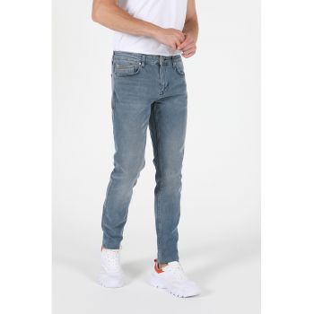 Blugi slim fit cu aspect decolorat
