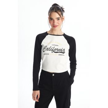 Bluza crop cu maneci raglan