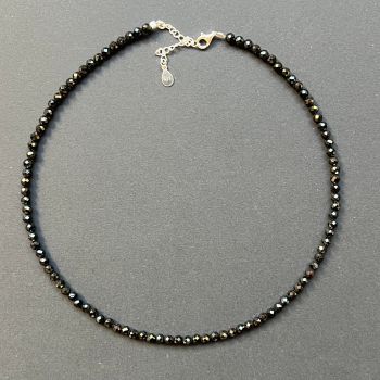 Colier spinel negru fațetat Midnight Spark #90