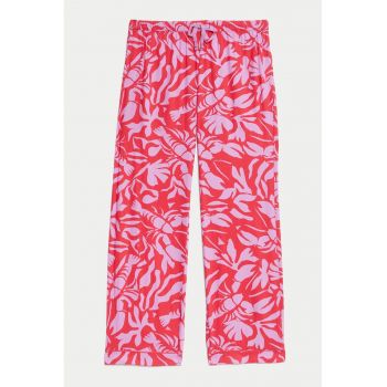 Pantaloni de pijama cu snur de ajustare si model