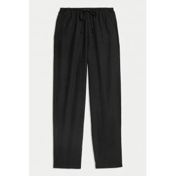 Pantaloni din amestec de in cu snur