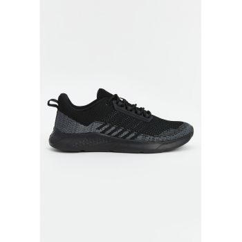 Pantofi sport de piele ecologica cu garnituri textile