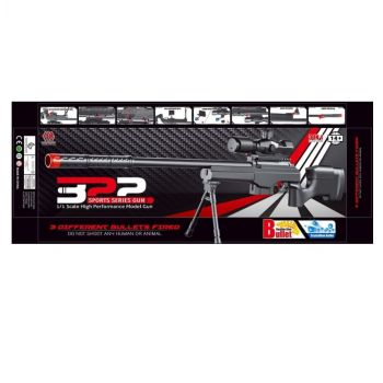 Pusca de jucarie 322 Sports Series Gun – Scara 1:1, cu luneta si 3 tipuri de gloante, model cu suport, 14+ ani