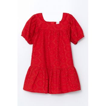 Rochie cu dantela si maneci bufante