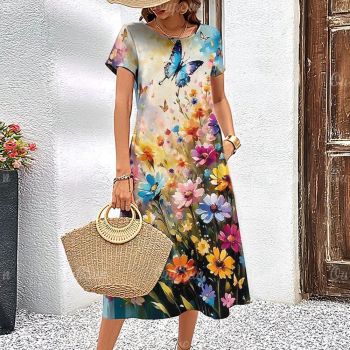 Rochie cu flori,si fluturi de dama, Serena