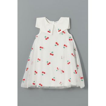 Rochie din tul cu guler patrat