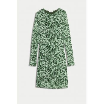 Rochie mini cu croiala A si model floral ieftina
