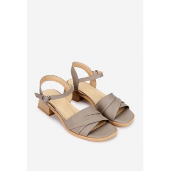 Sandale dama  din piele taupe