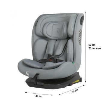 Scaun auto iSize 40-150 cm Coccolle Nobi Misty Grey cu Isofix, pozitie somn, Tetiera reglabila, Rotativ, Insert nou nascut