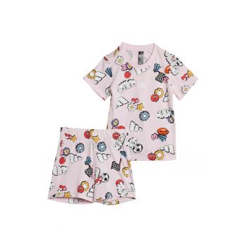 Set de pantaloni scurti si tricou cu imprimeu - 2 piese