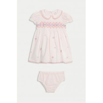 Set de rochie cu detalii brodate si chiloti - 2 piese