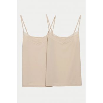 Set de top-uri cu insertii din dantela - 2 piese