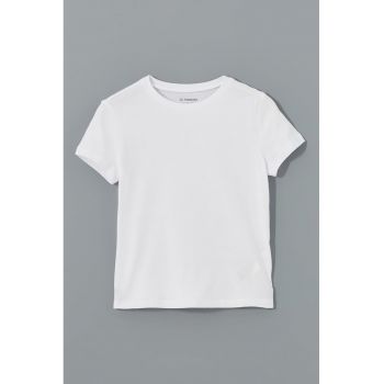 Tricou de bumbac cu decolteu la baza gatului