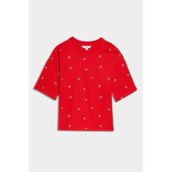 Tricou din amestec de bumbac cu model floral