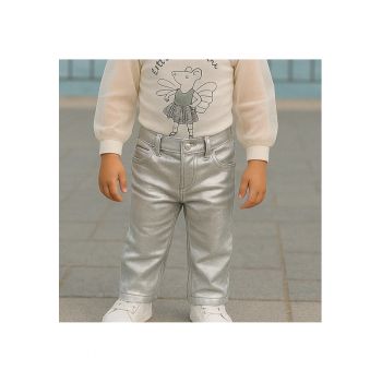 Blugi drepti cu folie argintie -  - Little Ballerina - Gri - pentru fetite