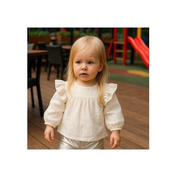 Bluza cu maneca lunga si volan -  - Minimal Optimist - Ecru - pentru fetite