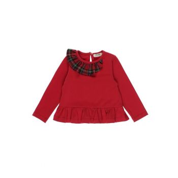 Bluza cu maneca lunga si volan  - Stuart - Rosu - pentru fetite - 68/74