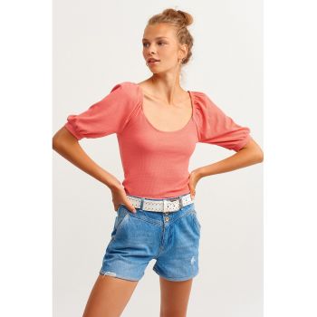 Bluza cu maneci scurte si decolteu rotund