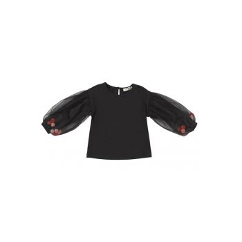 Bluza eleganta cu maneca lunga si Tull -  - Good Day - Negru - pentru fetite